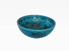 Medium Blue Turkish Bowl - Tulip Garden