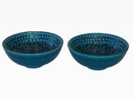 S/2 Small Turkish Blue Bowls - Tree of Life